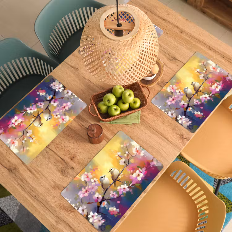 Set de table - Oiseaux - Fleurs - Rose — 4