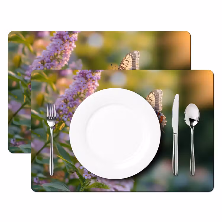Set de table - Orné - Papillon - Violet - Fleurs — 2