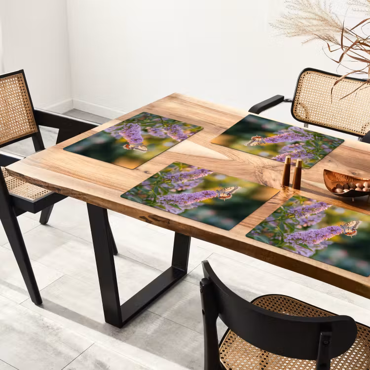 Set de table - Orné - Papillon - Violet - Fleurs — 3