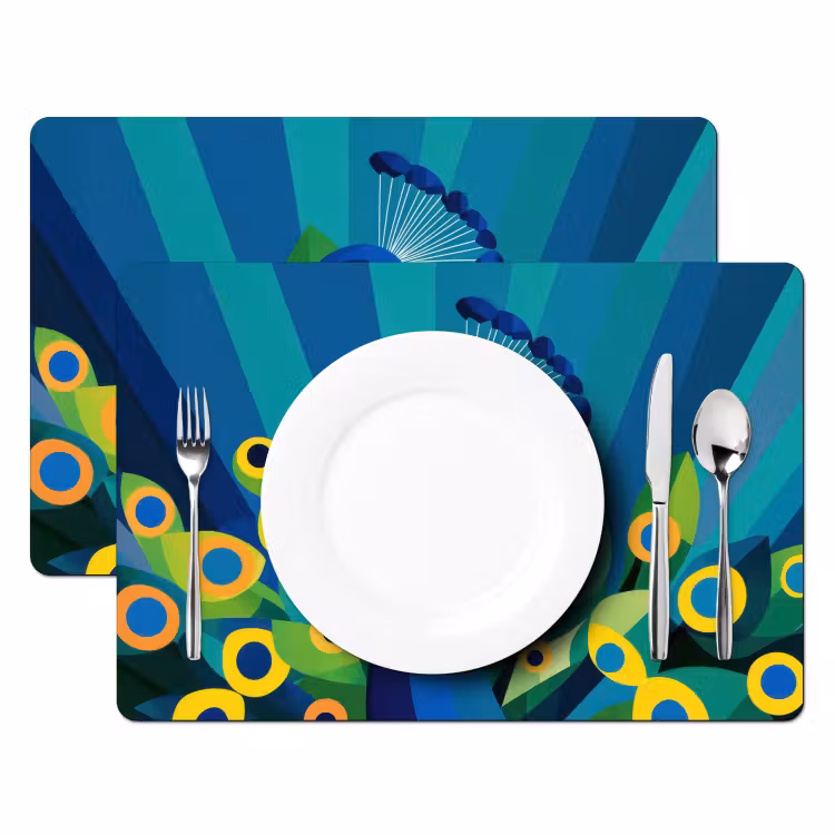 Set de table - Paon - Cercles - Bleu — 2