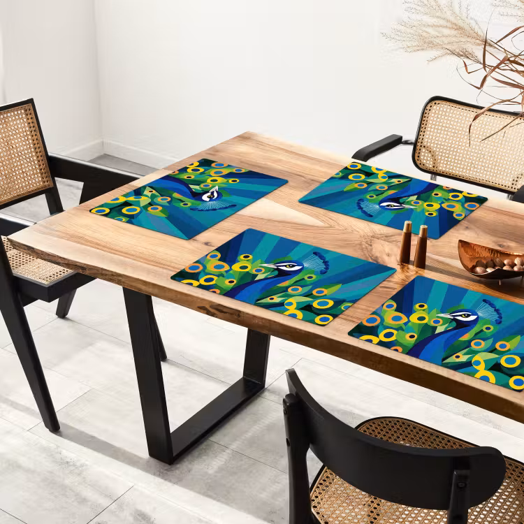 Set de table - Paon - Cercles - Bleu — 3