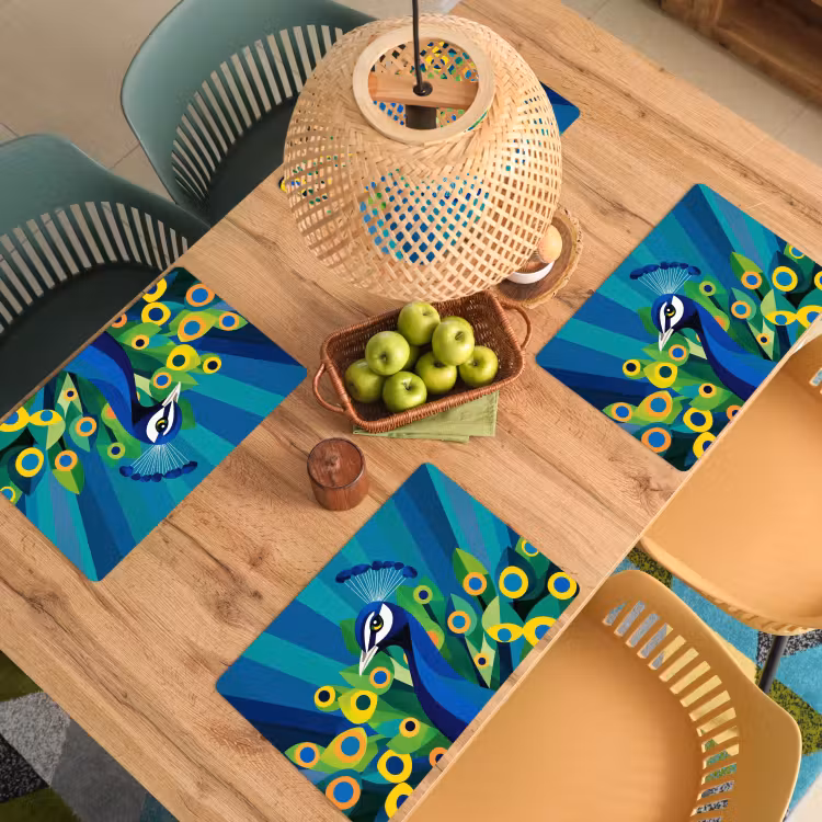 Set de table - Paon - Cercles - Bleu — 4