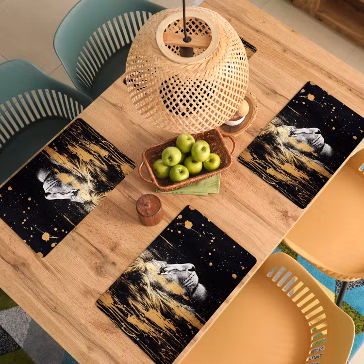 Set de table - Portrait - Lion - Abstrait - Or — 4