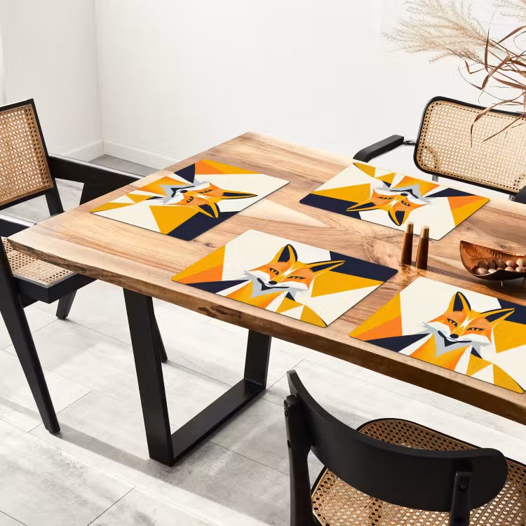 Set de table - Renard - Orange - Abstrait - Triangles — 3