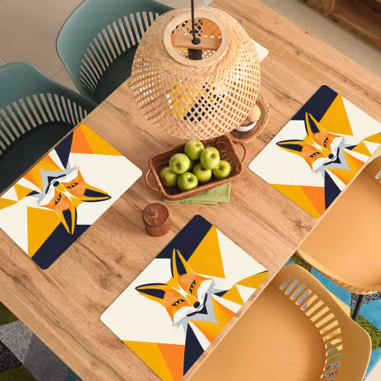 Set de table - Renard - Orange - Abstrait - Triangles — 4
