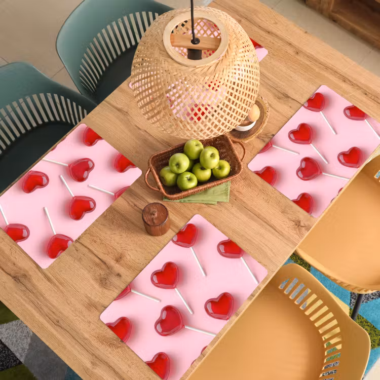 Set de table - Sucettes - Coeurs - Rose — 4
