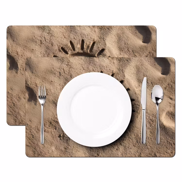 Set de table - Visage - Soleil - Sable - Signé — 2