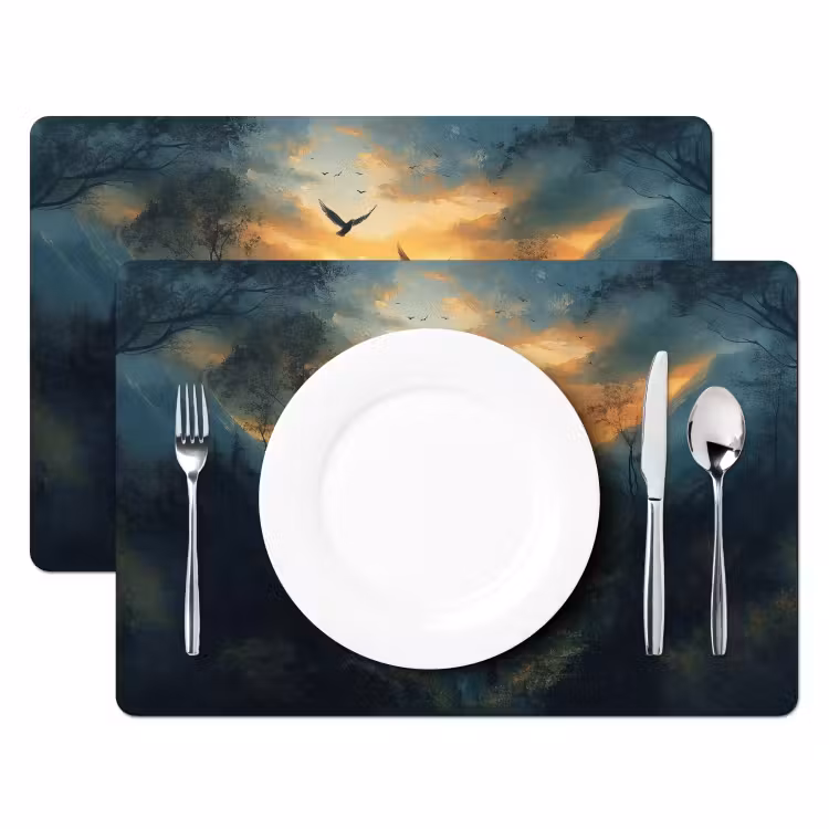 Set de table - Oiseaux - Soleil - Arbres - Vert — 2