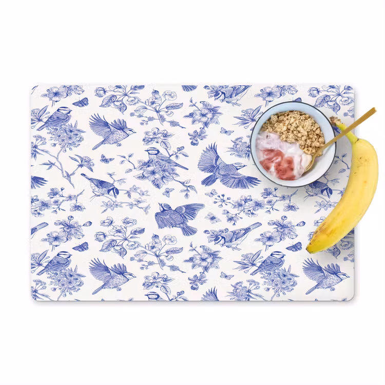 Set de table - Oiseaux - Fleurs - Bleu — 1