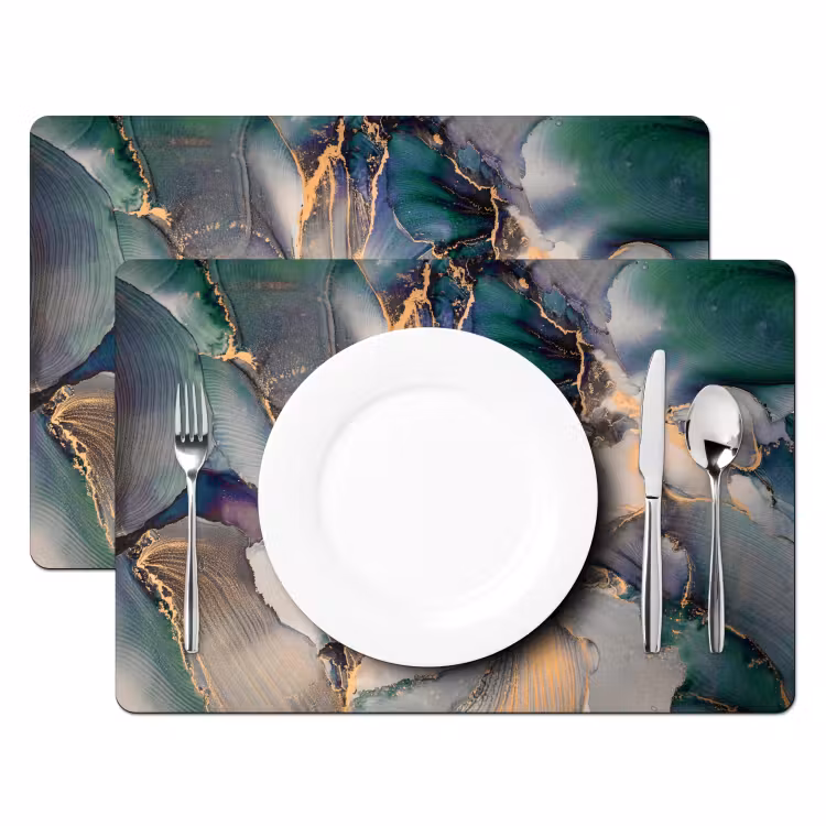 Set de table - Or - Bleu - Marbre — 2