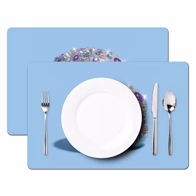 Set de table - Paillettes - Hamburger - Bleu — 2