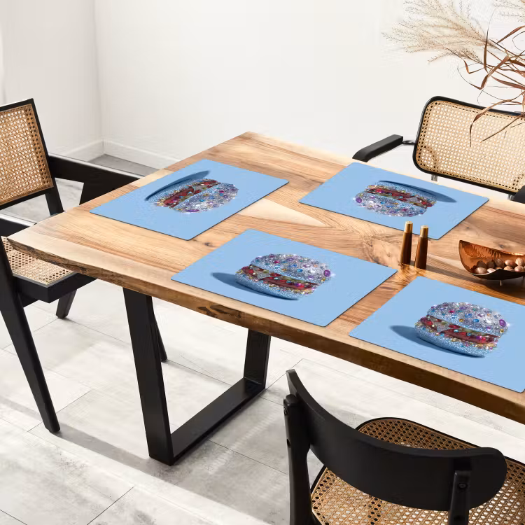 Set de table - Paillettes - Hamburger - Bleu — 3