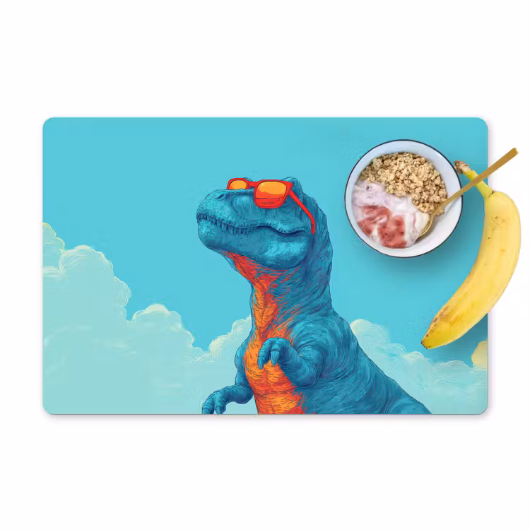 Set de table - T-Rex - Blue - Clouds - Lunettes de soleil — 1