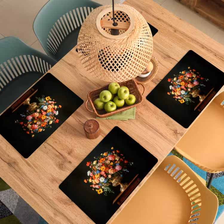 Set de table - Or - Fleurs - Couleurs - Vase — 4