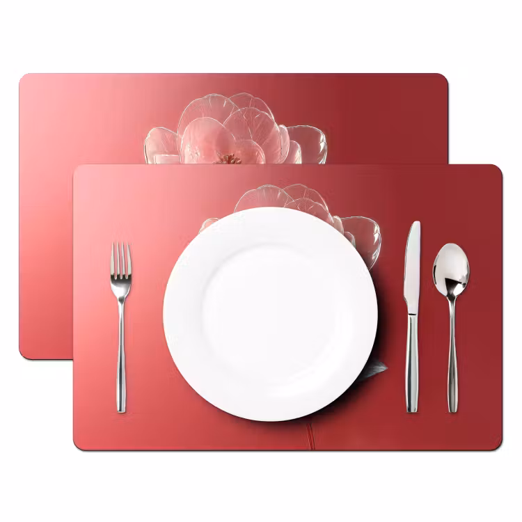 Set de table - Orné - Fleur - Rose - Verres — 2