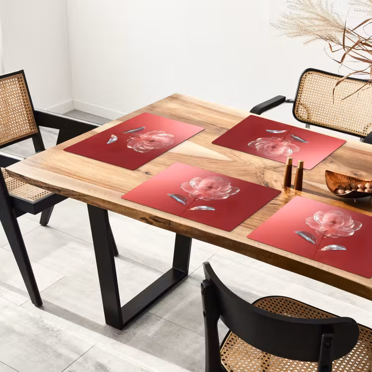 Set de table - Orné - Fleur - Rose - Verres — 3