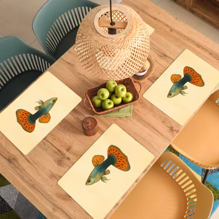 Set de table - Poisson - illustration - Points - Orange — 4