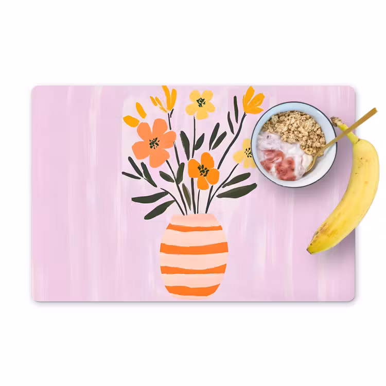 Set de table - Vase - Rayé - Fleurs - Orange — 1