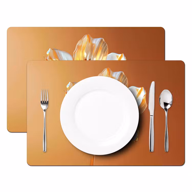 Set de table - Verres - Fleur - Orange — 2