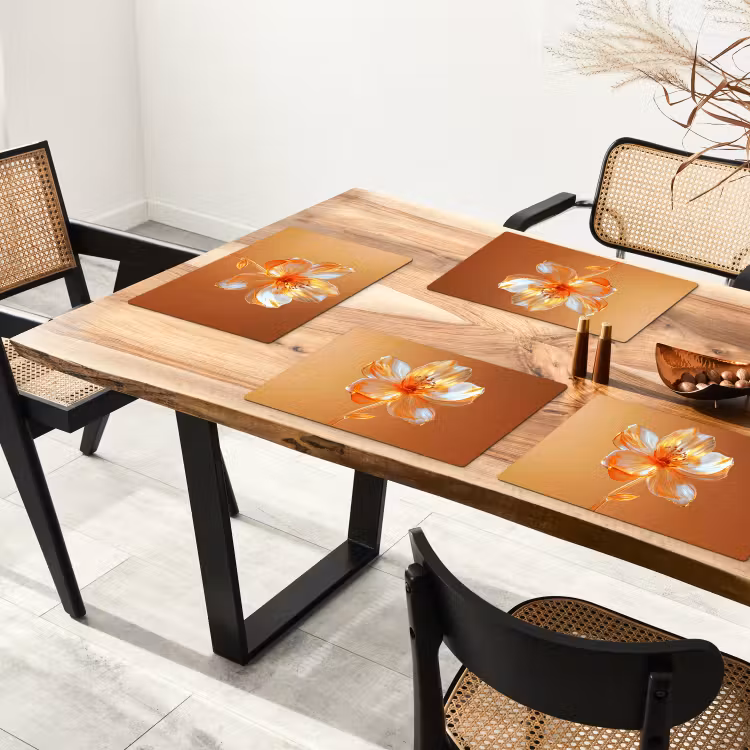 Set de table - Verres - Fleur - Orange — 3