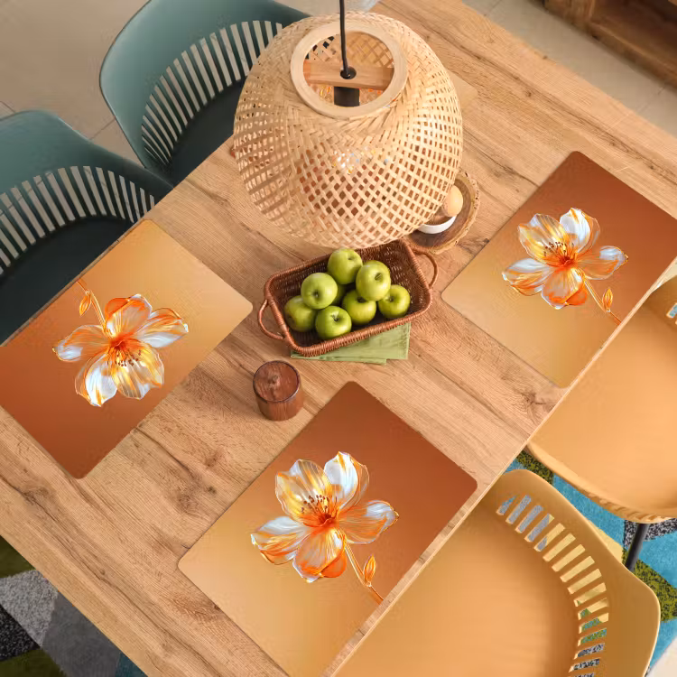 Set de table - Verres - Fleur - Orange — 4