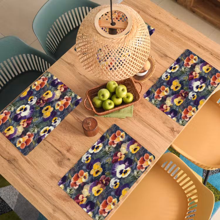 Set de table - Violettes - Pourpre - Jaune - Vert — 4