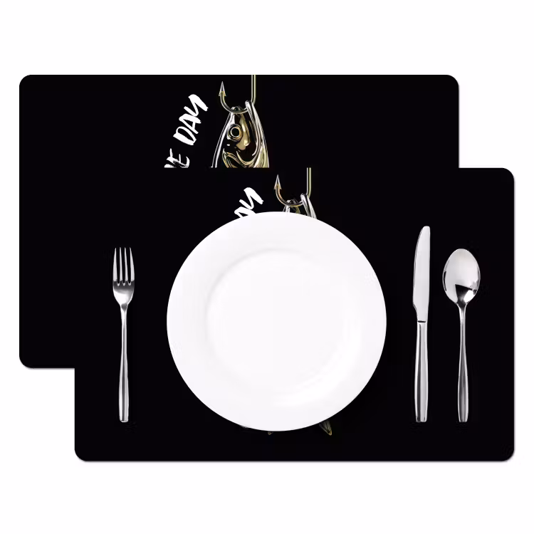 Set de table - Poisson - Noir - Or - Texte — 2