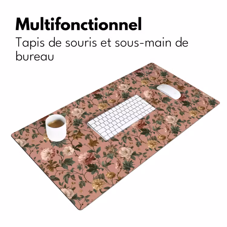 Sous main bureau - Fleurs - Classique - Rose — 7