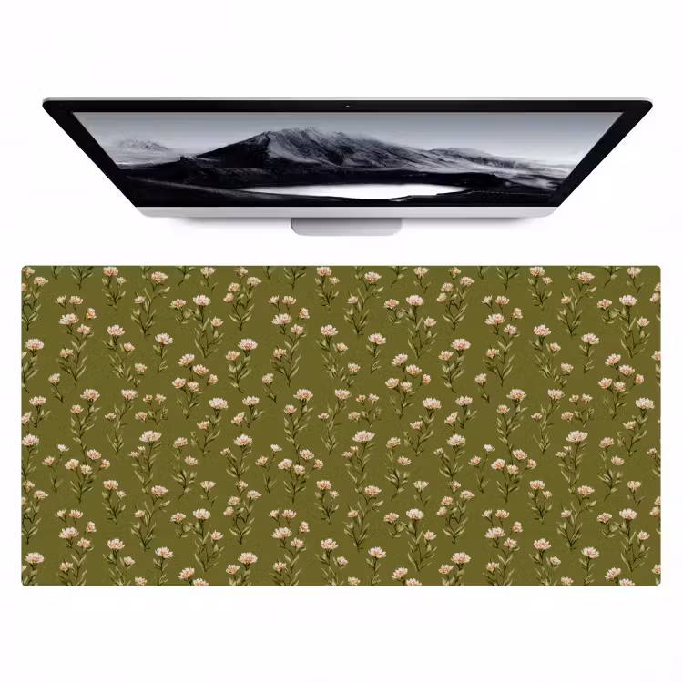 Sous main bureau - Rustique - Fleurs - Vert — 1