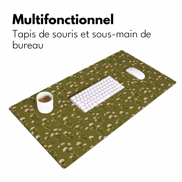 Sous main bureau - Rustique - Fleurs - Vert — 7