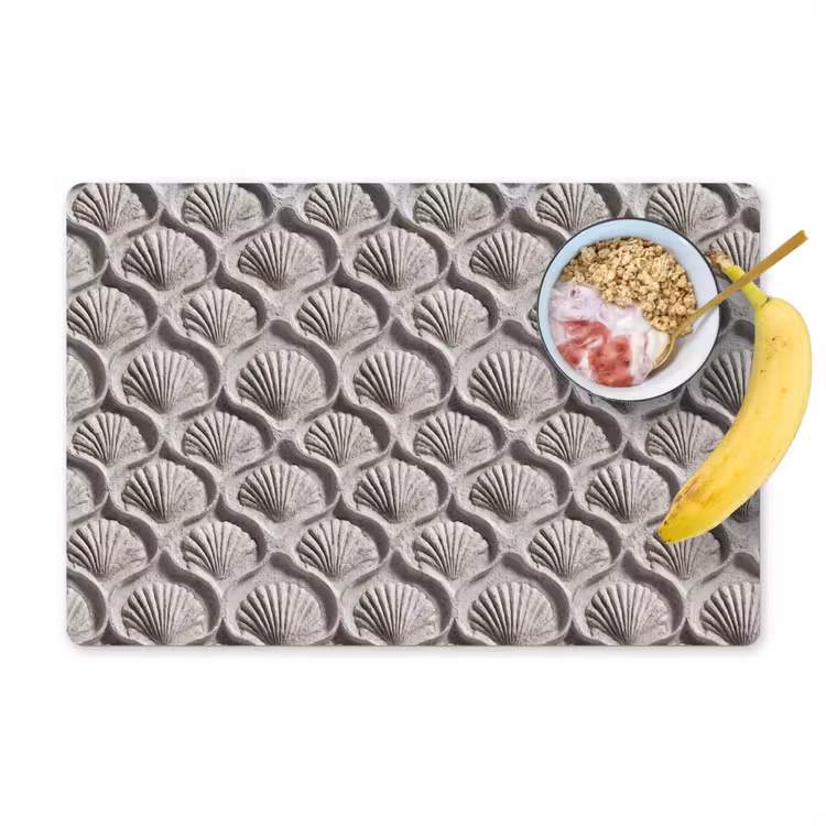 Set de table - Sable - Forme de coquillage - Gris — 1