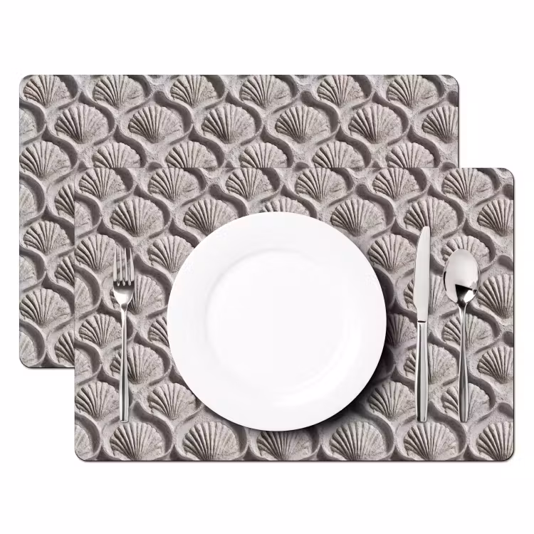 Set de table - Sable - Forme de coquillage - Gris — 2