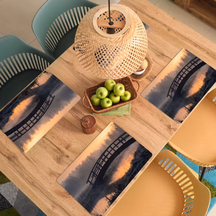 Set de table - Pont - Brouillard - Arbres - Eau — 4