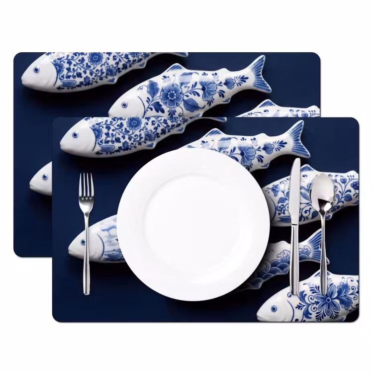 Set de table - Poisson - Delftware - Céramique — 2