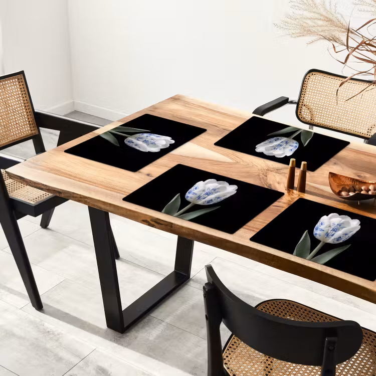 Set de table - Tulipe - Motif - Bleu — 3