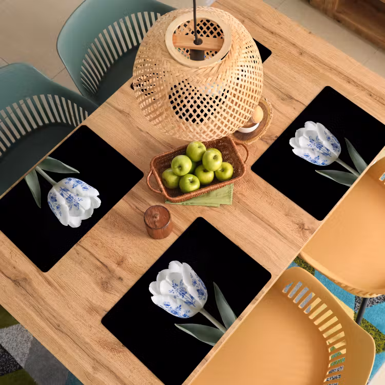 Set de table - Tulipe - Motif - Bleu — 4