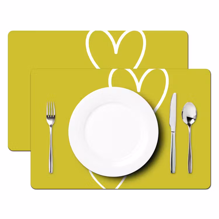Set de table - Vert - Cœurs - Blanc — 2