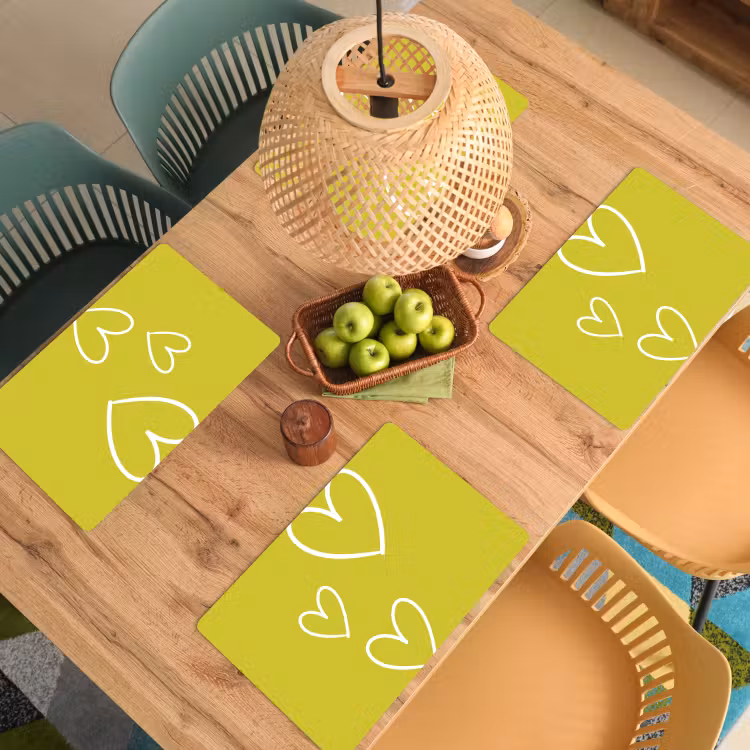 Set de table - Vert - Cœurs - Blanc — 4