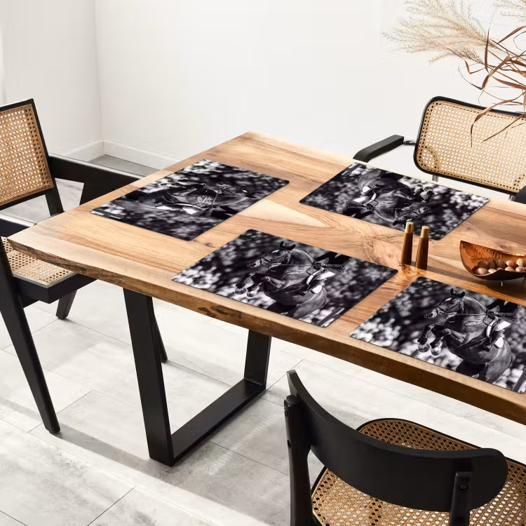 Set de table - Saut d'obstacles - Cheval - Noir - Blanc — 3