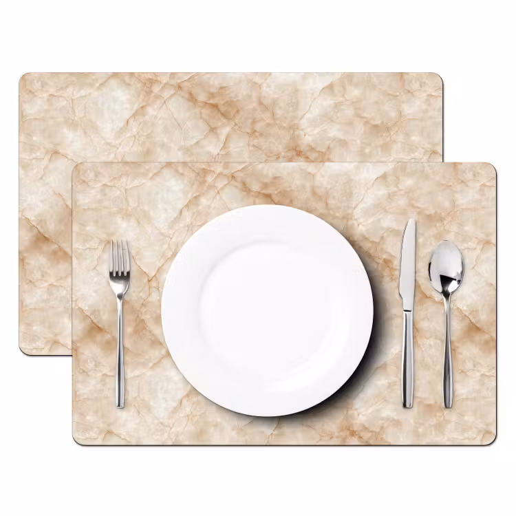Set de table - Structure en cristal - Marron - Marbre — 2