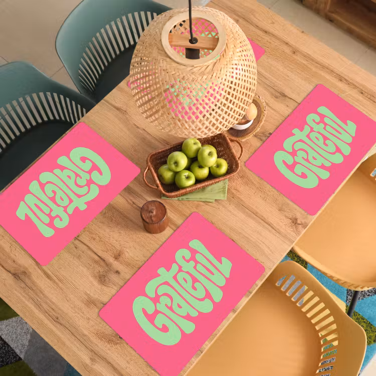 Set de table - Reconnaissant - Vert - Graphique - Fluide — 4