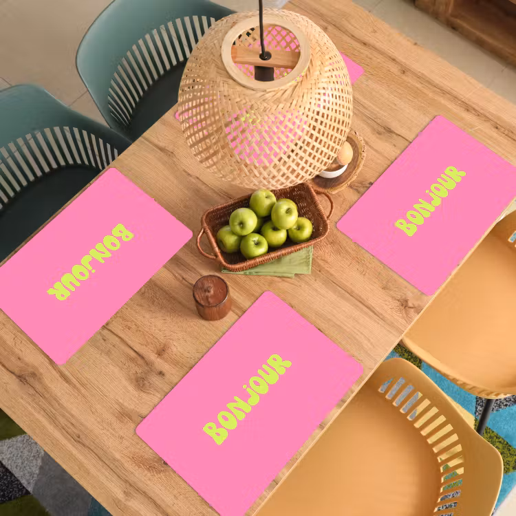 Set de table - Rose - Vert bonjour - Bio — 4
