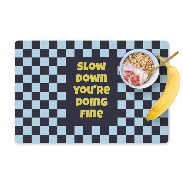 Set de table - Pattern - Block - Blue - Slow down you're doing fine — 1