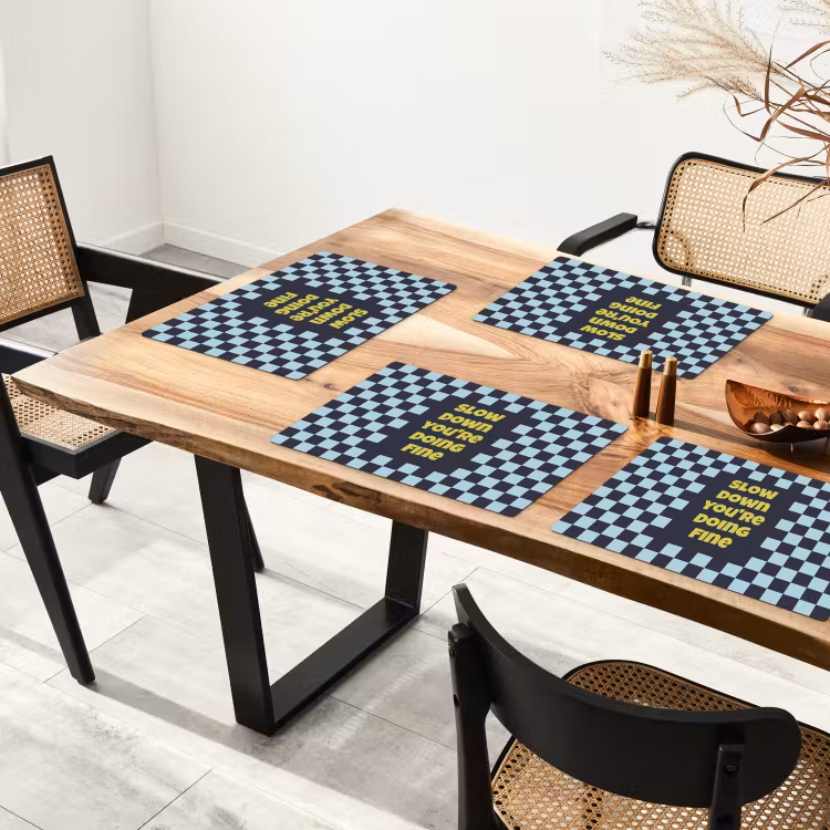 Set de table - Pattern - Block - Blue - Slow down you're doing fine — 3