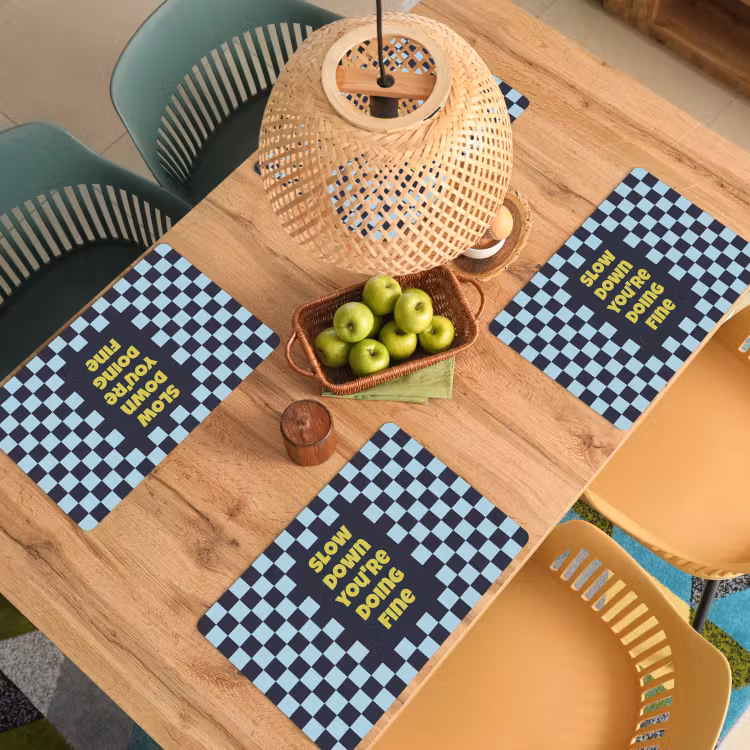 Set de table - Pattern - Block - Blue - Slow down you're doing fine — 4