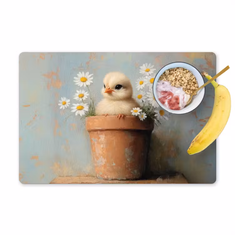 Set de table - Pot de fleurs - Poussin - Fleurs — 1