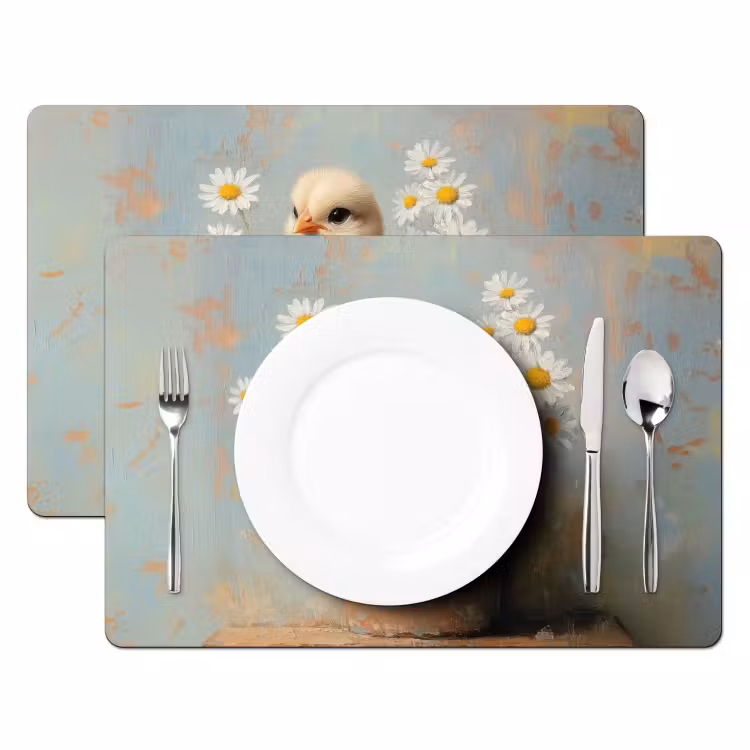 Set de table - Pot de fleurs - Poussin - Fleurs — 2