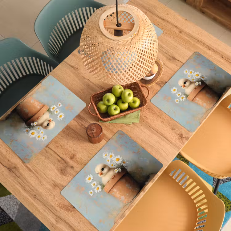 Set de table - Pot de fleurs - Poussin - Fleurs — 4