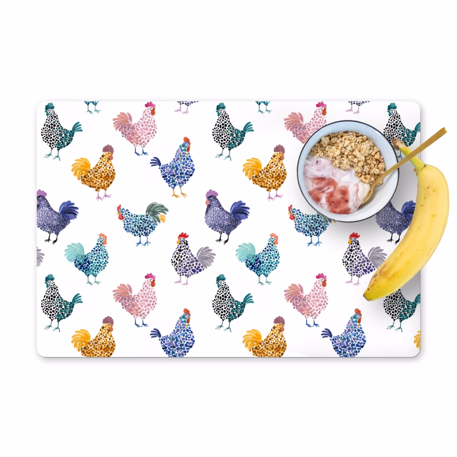 Set de table - Poulets - Aquarelle - Coloré — 1