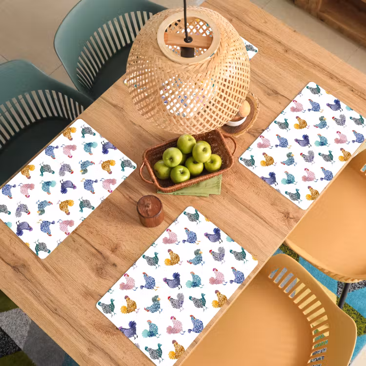 Set de table - Poulets - Aquarelle - Coloré — 4